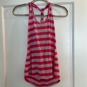 Pink striped comfy workout top